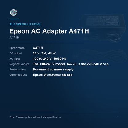 Epson AC Adapter A471H A471H key specifications