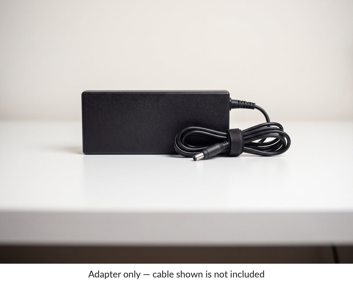 Epson A471H AC power adapter on a white desk, captioned adapter only as the cable shown is not included — AI-generated image