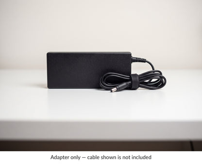 Epson A471H AC power adapter on a white desk, captioned adapter only as the cable shown is not included — AI-generated image