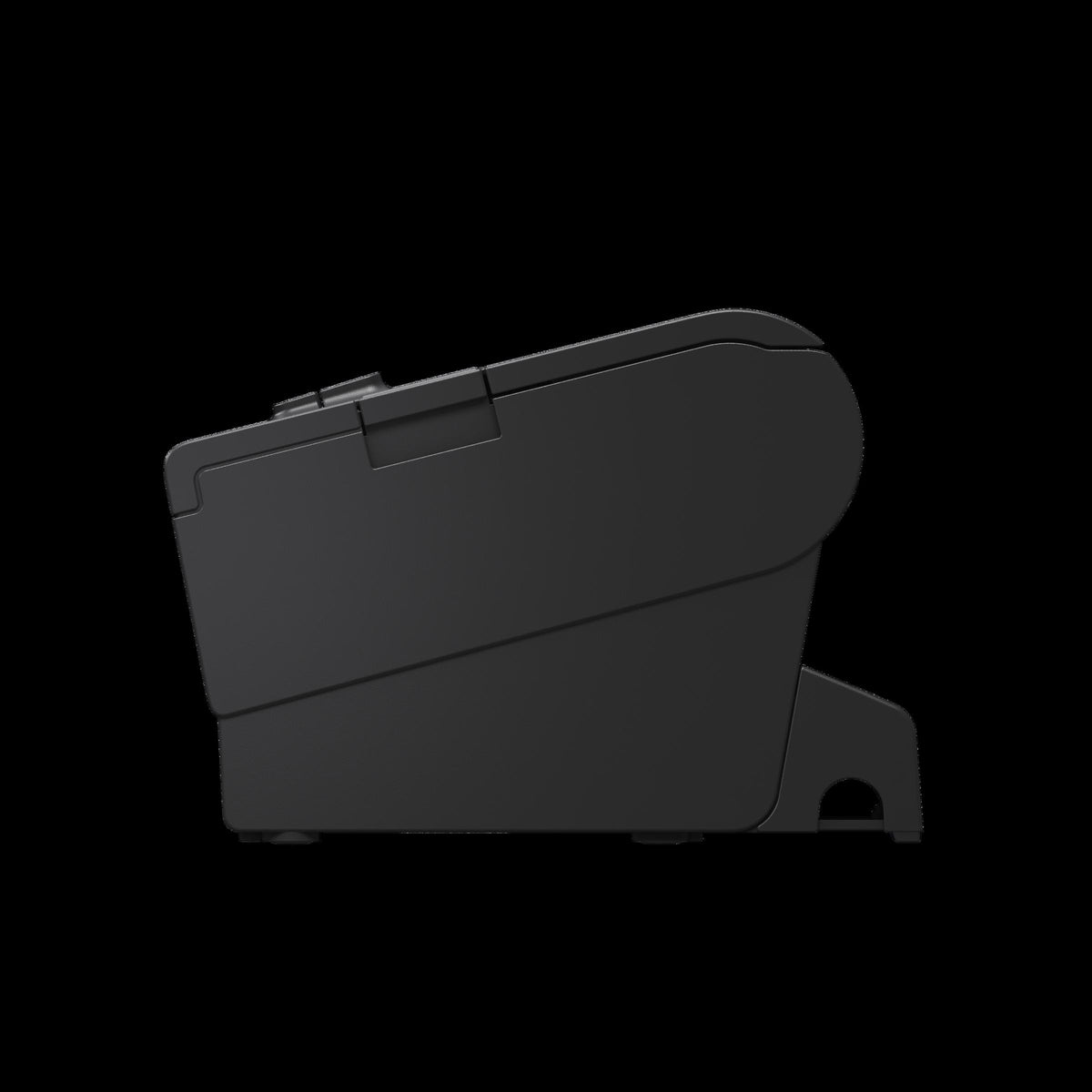 Epson OmniLink TM-T88VII thermal receipt printer in black, side profile with the cover closed
