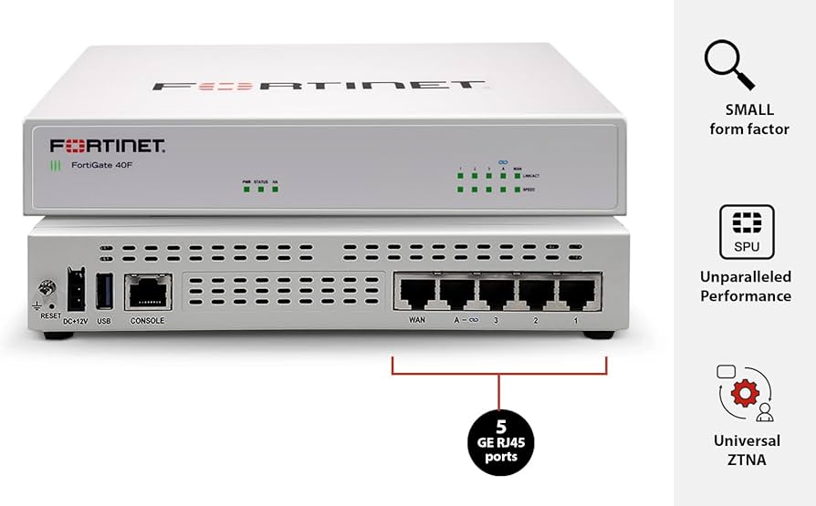 Fortinet FortiGate 40F Firewall 5 Gbps NGFW Secure SD-WAN FG-40F-BDL-950-12 — view 3