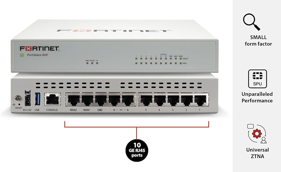 Fortinet FortiGate 60F Firewall 10 Gbps Secure SD-WAN FG-60F-BDL-950-12 — view 3