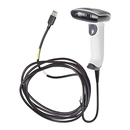Honeywell Hyperion 1300g barcode scanner in ivory with the USB cable supplied
