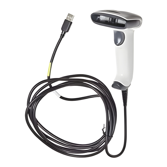 Honeywell Hyperion 1300g barcode scanner in ivory with the USB cable supplied