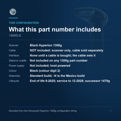 Honeywell Hyperion 1300g Linear Imager 1300G-2 - What this part number includes