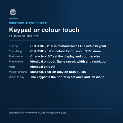 Honeywell PD45S PD45S0C0010000200 - keypad versus color touch