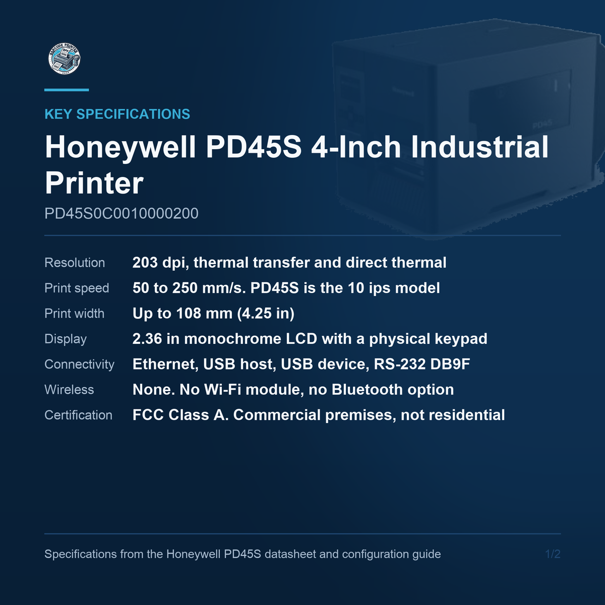 Honeywell PD45S PD45S0C0010000200 key specifications