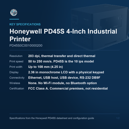 Honeywell PD45S PD45S0C0010000200 key specifications