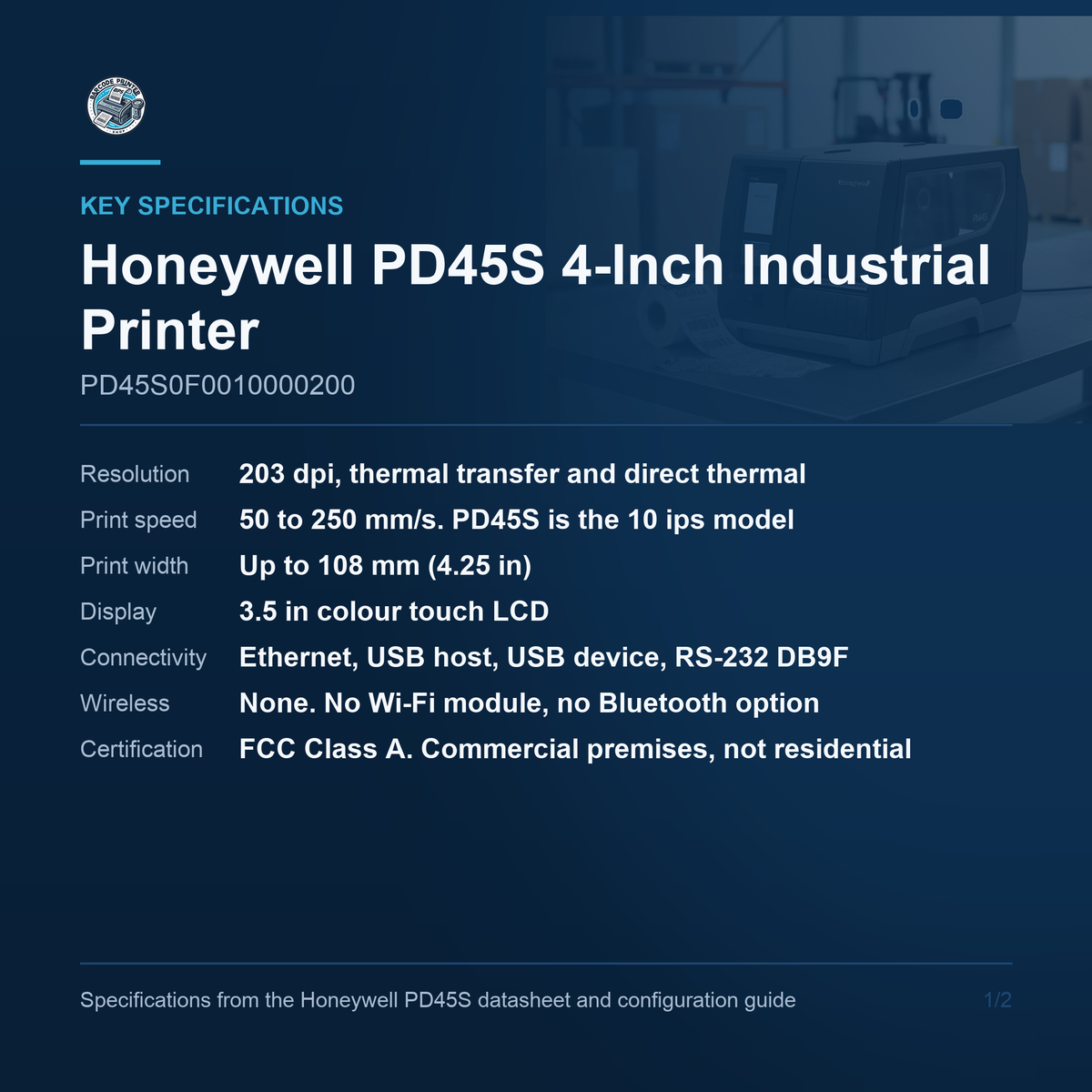 Honeywell PD45S PD45S0F0010000200 key specifications