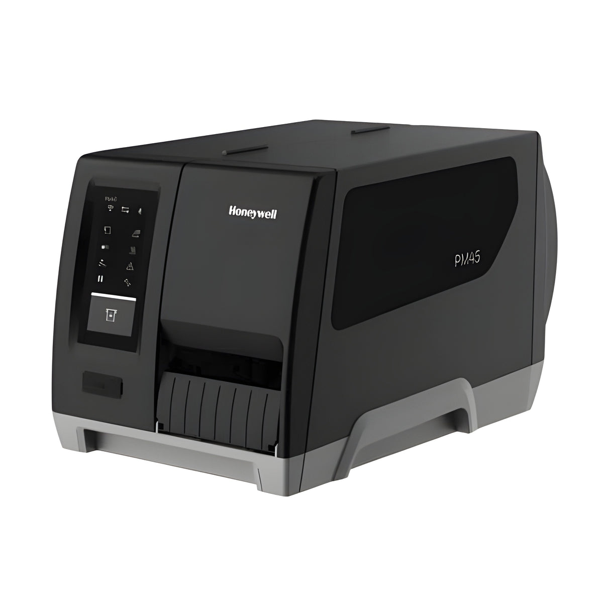 Honeywell PM45A industrial label printer — front three-quarter view with the icon display panel