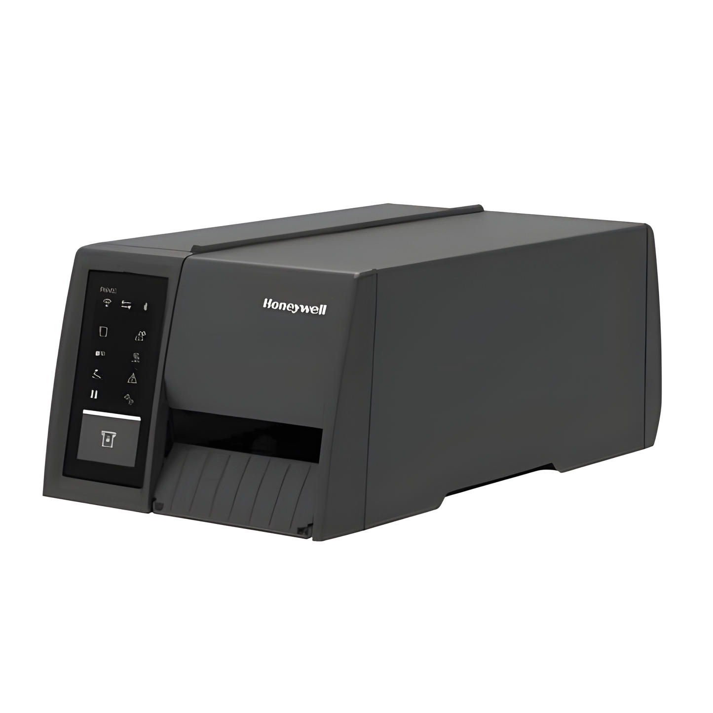 Honeywell PM45c compact industrial thermal transfer printer with icon display and long media door