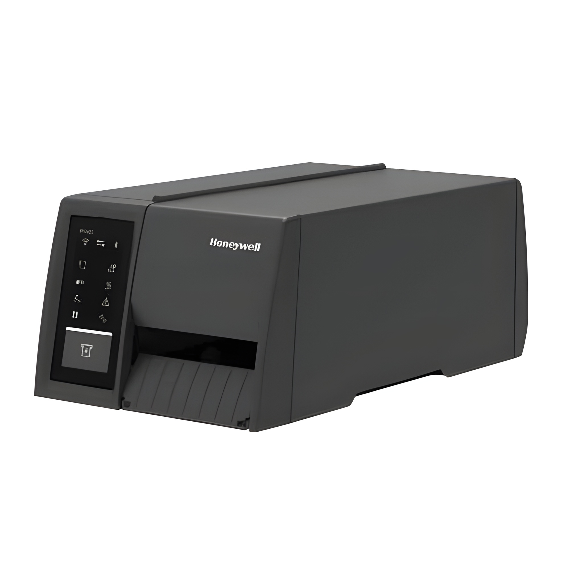 Honeywell PM45c compact industrial thermal transfer printer with icon display and long media door