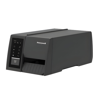 Honeywell PM45c compact industrial thermal transfer printer with icon display and long media door