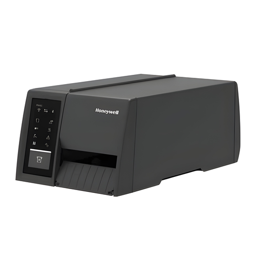 Honeywell PM45c compact industrial thermal transfer printer with icon display and long media door