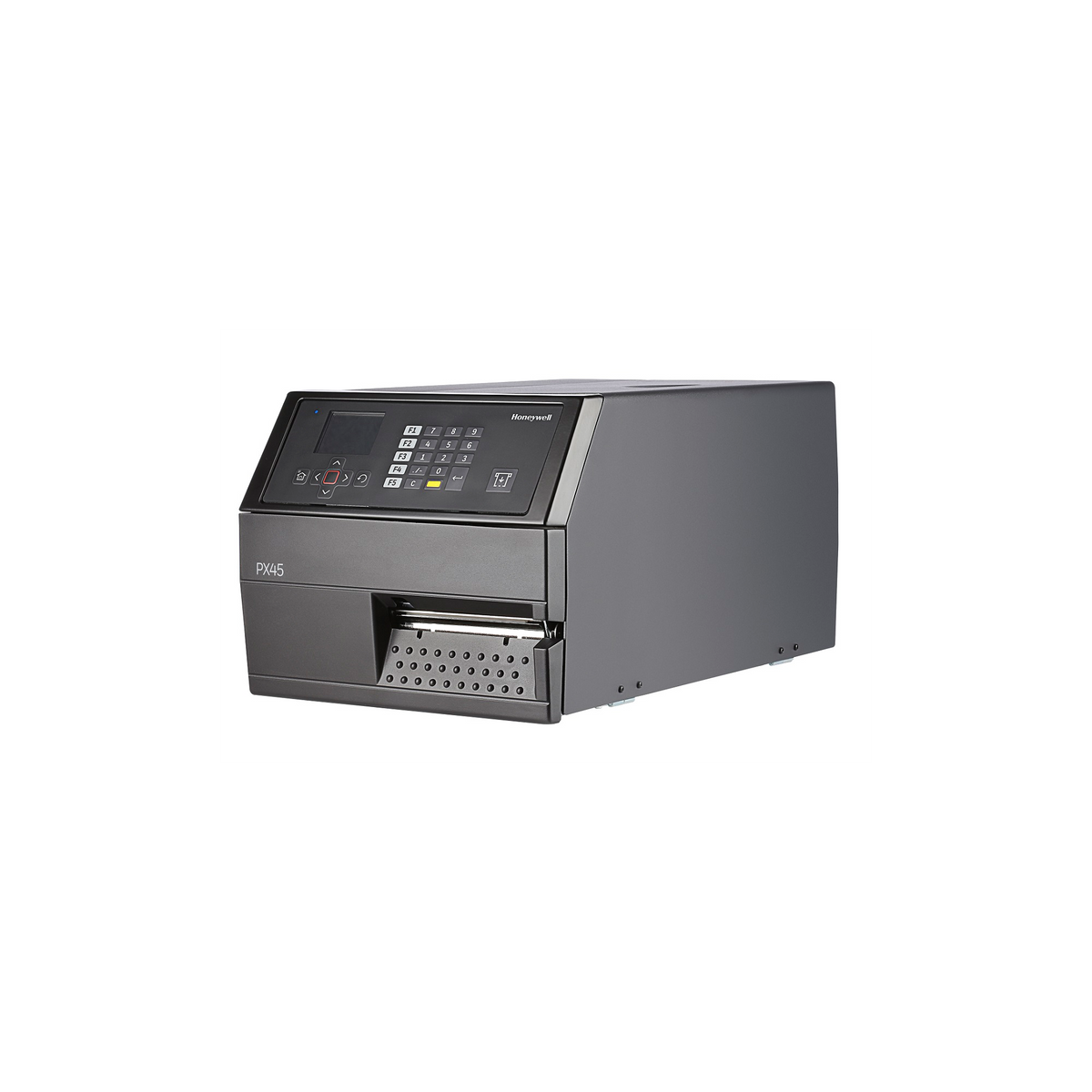Honeywell PX45 industrial label printer, left angled view