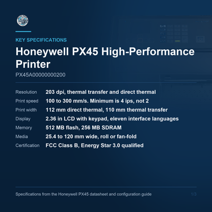 Honeywell PX45 PX45A00000000200 key specifications