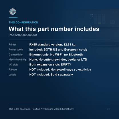 Honeywell PX45 PX45A00000000200 - what this part number includes