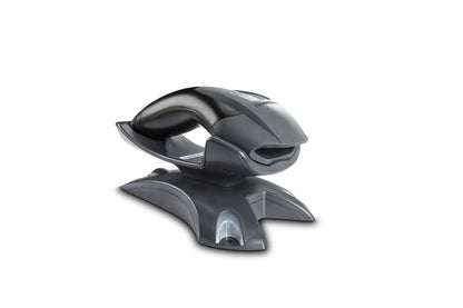 Honeywell Voyager 1202g — scanner and base, three-quarter view