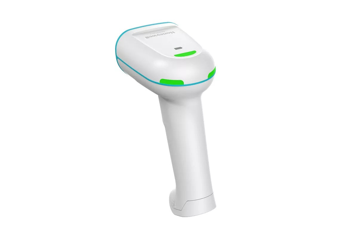 Honeywell Xenon Ultra 1962h — cordless white healthcare scanner, angled view