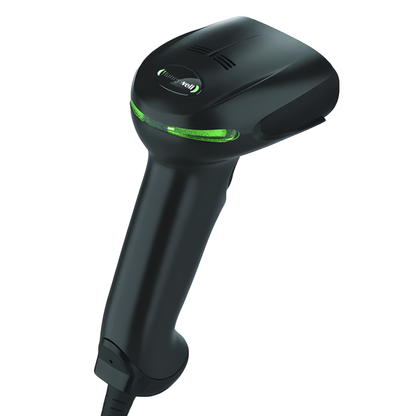 Honeywell Xenon XP 1950g corded barcode scanner in black, close three-quarter view of the scan head