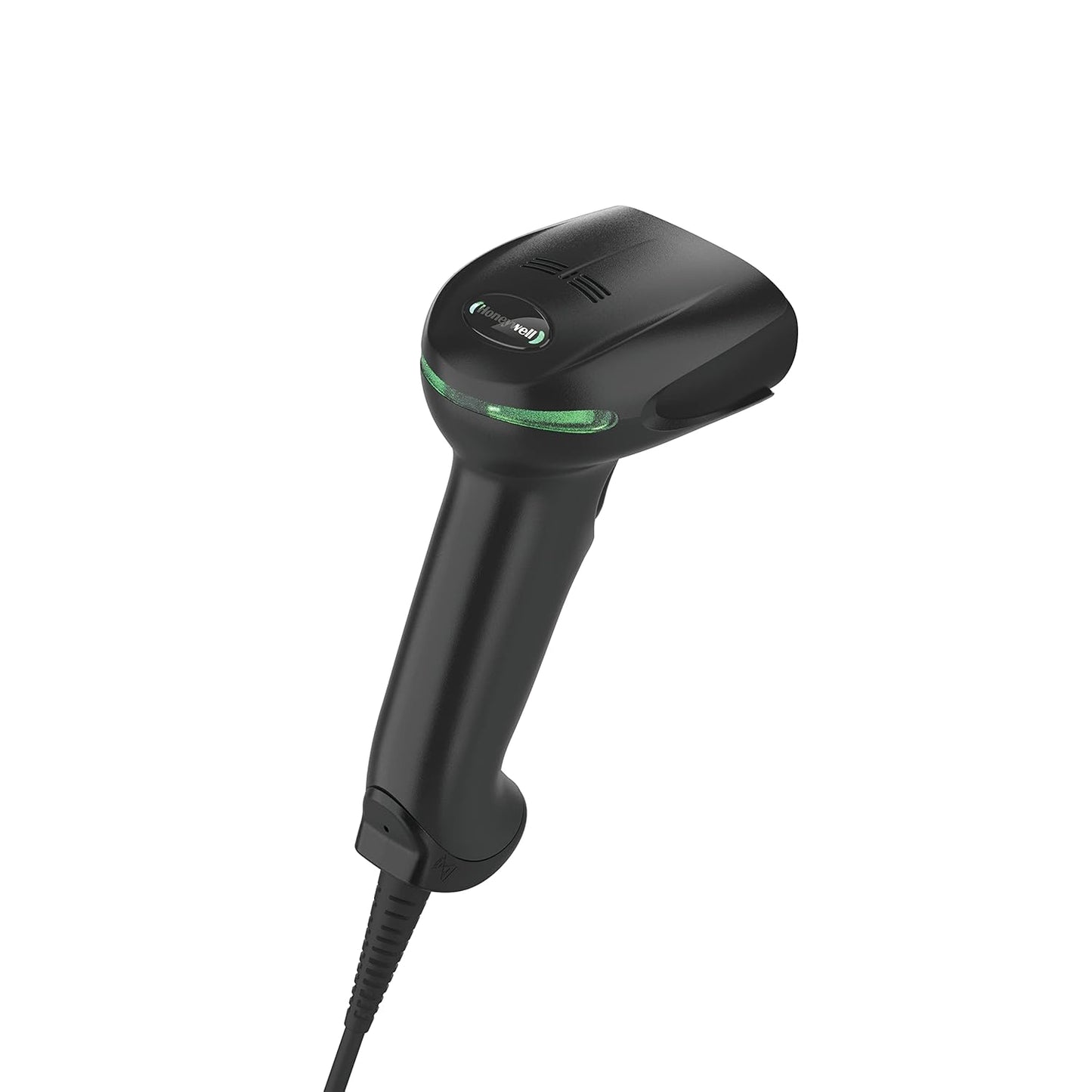 Honeywell Xenon XP 1950g corded barcode scanner in black with the interface cable attached