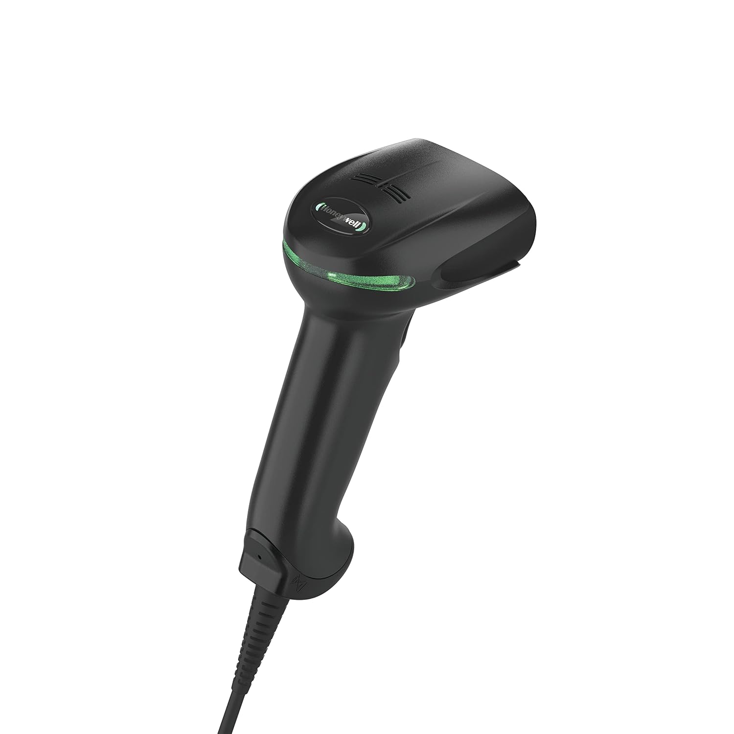 Honeywell Xenon XP 1950g corded barcode scanner in black with the interface cable attached
