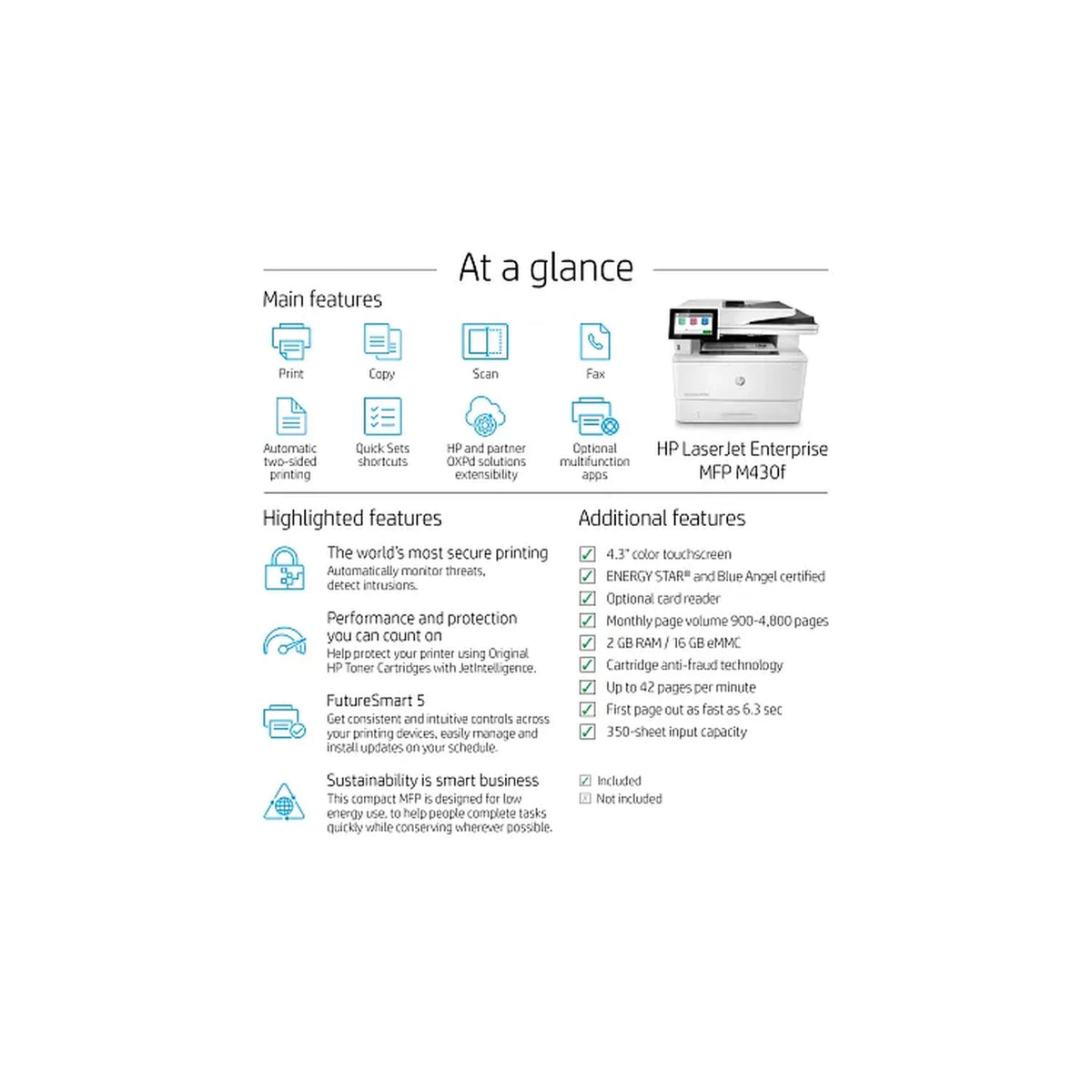 HP LaserJet Enterprise M430f Multifunction 42 ppm Printer 3PZ55A#BGJ — view 5