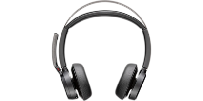Poly Voyager Focus 2 UC stereo headset, front view of both earcups