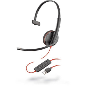 Poly Blackwire 3210 Monaural USB-A Headset - Black - Easy Office Communication - 80S01A6