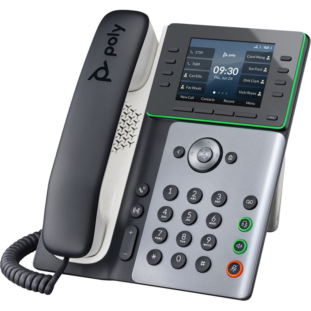 Teléfono de escritorio IP Poly Edge E300 con voz HD antimicrobiano 82M92AA