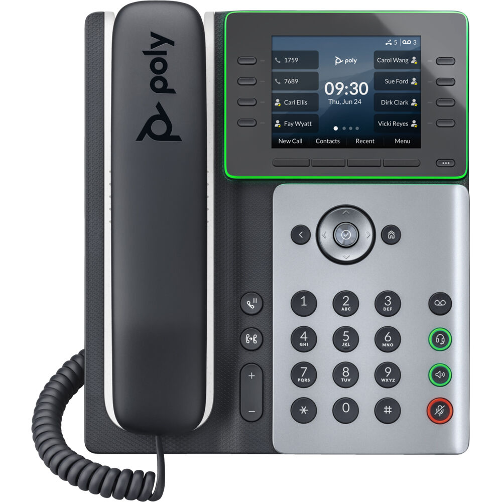 Teléfono de escritorio IP Poly Edge E300 con voz HD antimicrobiano 82M92AA