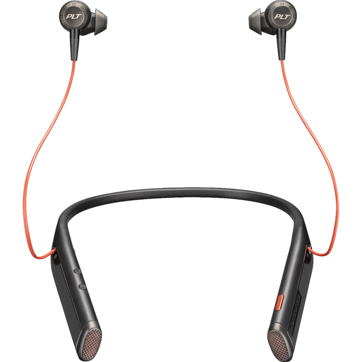 Poly Voyager 6200 UC Bluetooth neckband headset in black with retractable earbuds