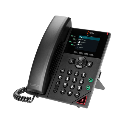 Teléfono de escritorio IP Poly VVX 250 de 4 líneas, antimicrobiano, negro, 89B66AA#ABA
