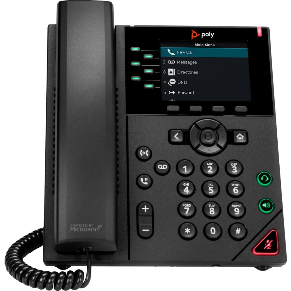 Teléfono de escritorio IP Poly VVX 450 con voz HD y Ethernet dual 2200-48830-025