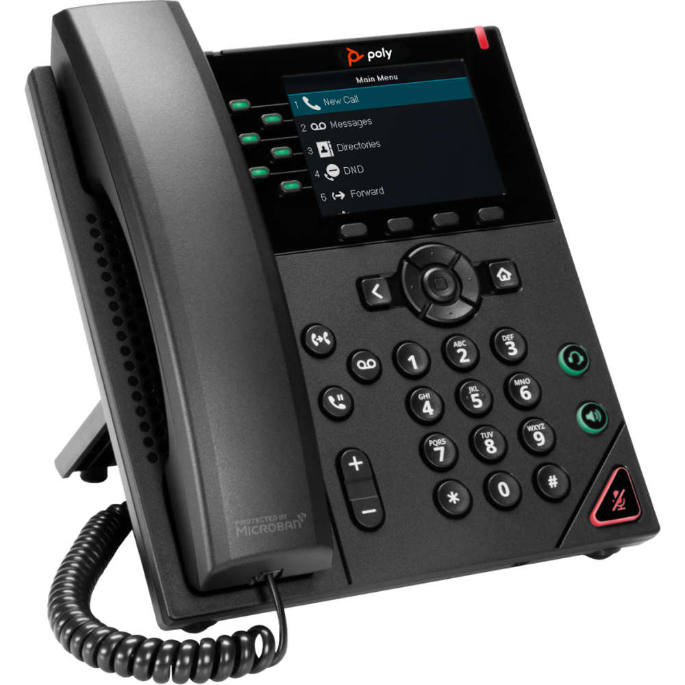 Teléfono de escritorio IP Polycom VVX 350 de seis líneas para empresas 89B68AA