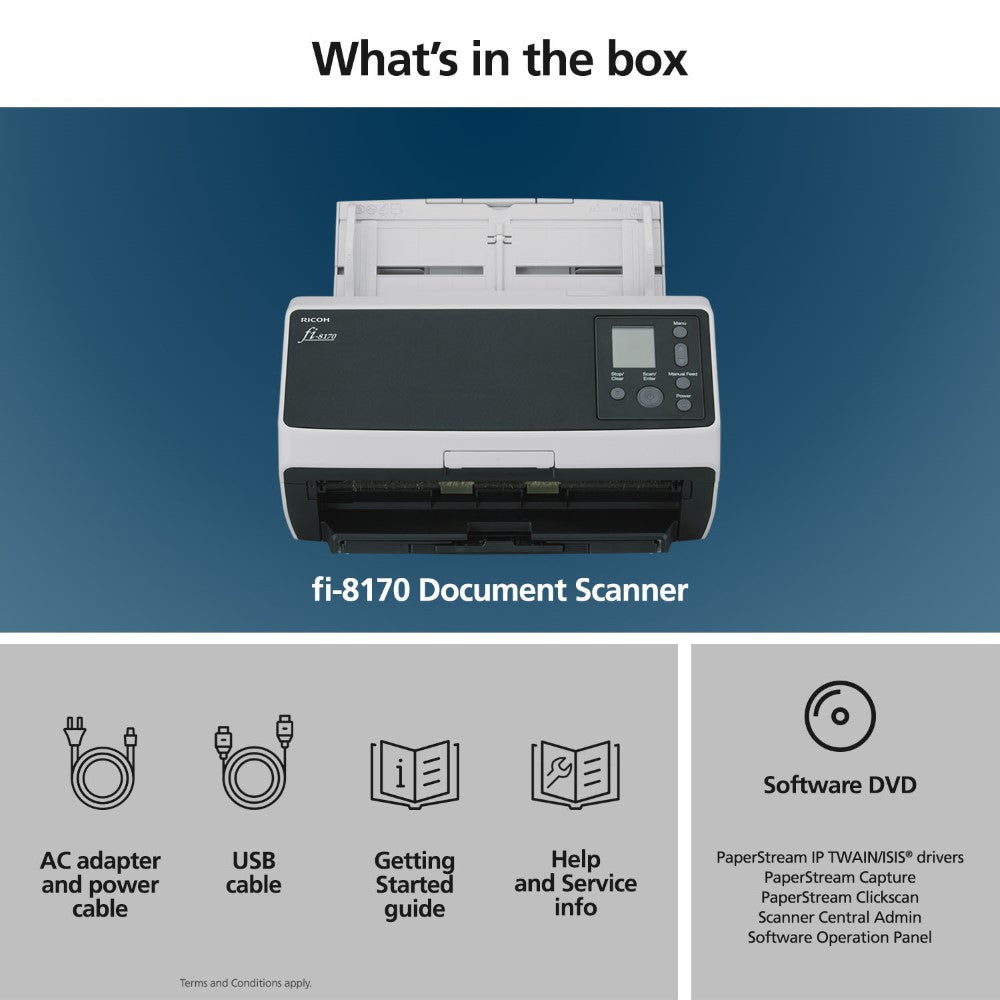 Ricoh fi-8170 Duplex Color Document Scanner 70 ppm PA03810-B055-BDL2