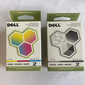 New, Pre-Owned - Dell Series 2 7Y743 Black and Color Ink Cartridges