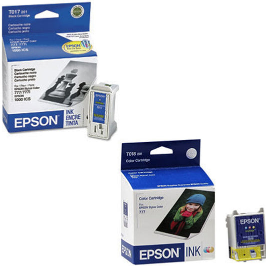 New, Pre-Owned - Epson T017 Black T018 Color Ink Cartridges
