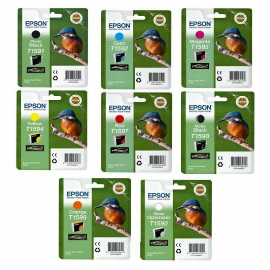 New, Pre-Owned - Epson T159 Black and Color Ink Cartridge ( Pack of 8)