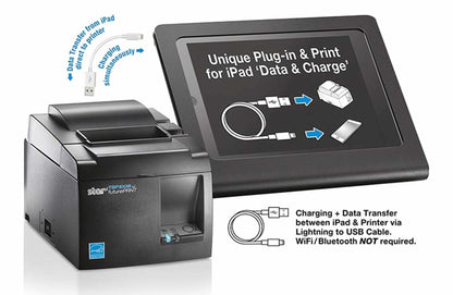 Star TSP143IIIU printing from an iPad over a single Lightning to USB cable