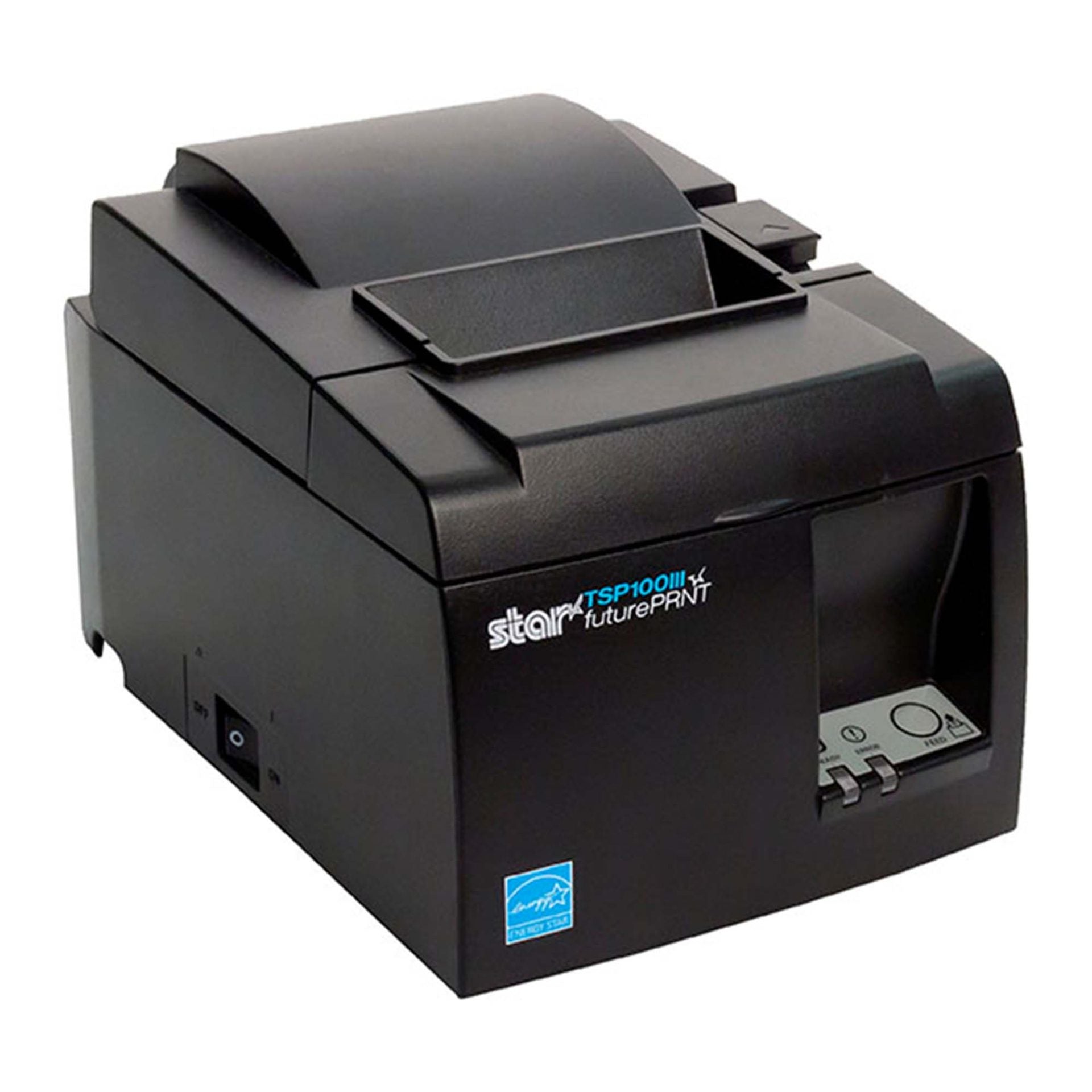 Star Micronics TSP143IIIU grey receipt printer, angled view from above left