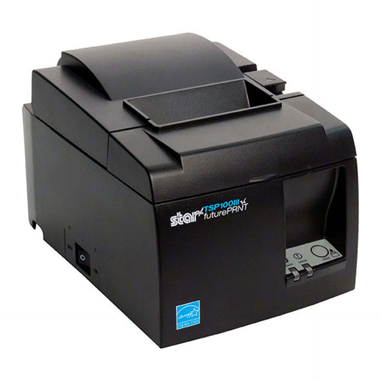 Star Micronics TSP143IIIU grey receipt printer, angled view from above left
