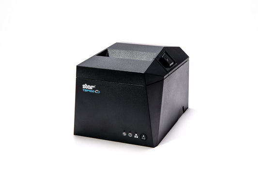 Star Micronics TSP143IVUE receipt printer, front left three-quarter view