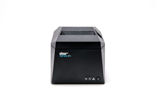 Star Micronics TSP143IVUE grey thermal receipt printer, front view