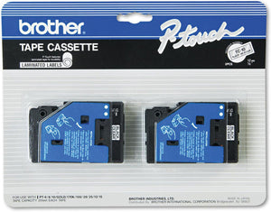 New, Pre-owned Original Brother TC-20 1/2 In. Standard Yield Black On White P-touch Tape, 2/Pack