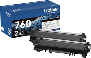 New, Pre-Owned - Brother TN760 High Yield Black Toner Cartridge, TN760BK 2-Pack