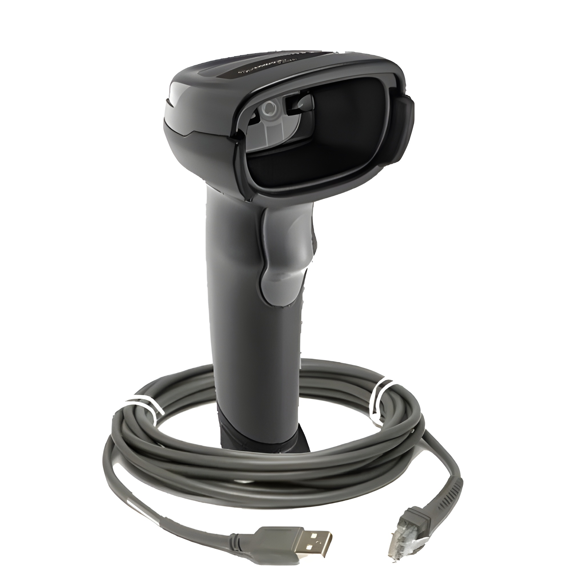 Zebra DS2208 corded 1D/2D barcode scanner in Twilight Black with its USB cable