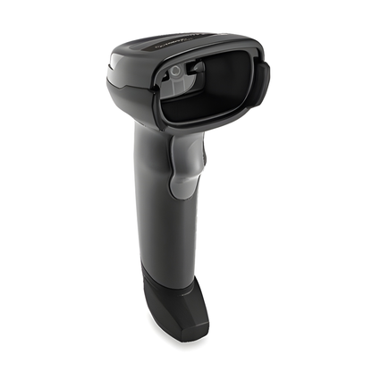 Zebra DS2208 corded barcode scanner in Twilight Black, front view of the scan window