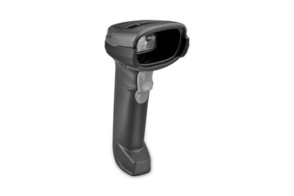 Zebra DS2208 corded handheld scanner, Twilight Black, standing upright