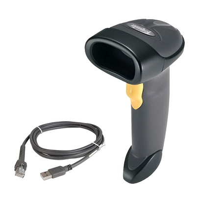 Zebra LS2208 — black scanner with USB cable, no stand
